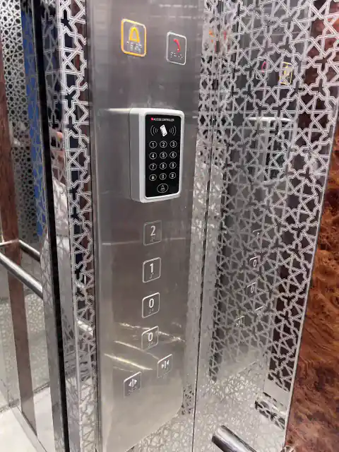 Cabin keypad and button panel on cut-pattern steel