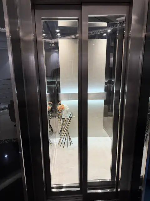 Sliding glass doors with cabin visible
